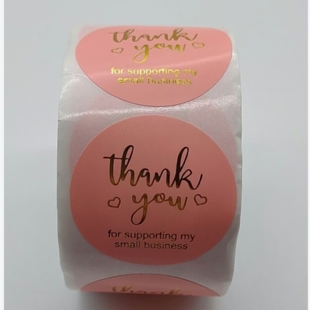 Stickers Gold Tone Foil Thank You Pink Office Supplies 25 Count Posh - Picture 5 of 10